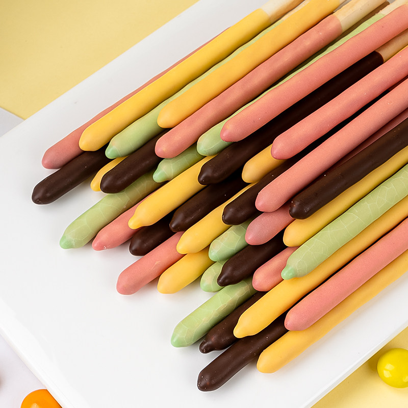 焙多夫巧克力涂层饼干棒生日蛋糕甜品装饰休闲小零食手指饼干200g