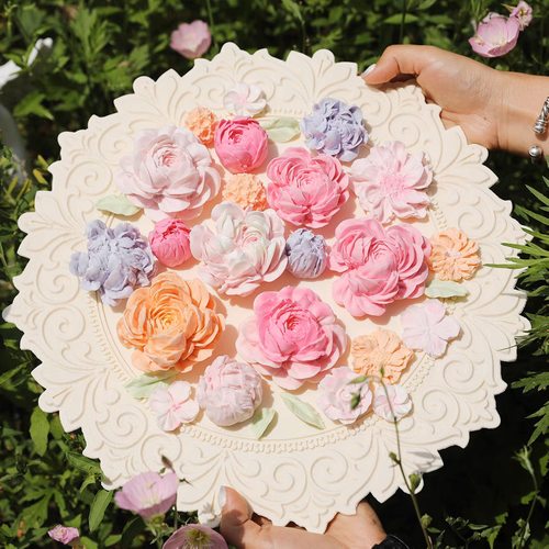 网红韩式裱花朵翻糖巧克力模具