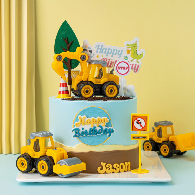 儿童挖土机蛋糕装饰挖掘机