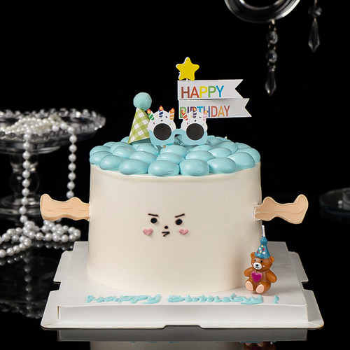 韩式ins风可爱小熊生日蛋糕装饰
