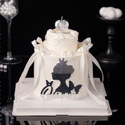 侧影皇冠女王Queen亚克力蛋糕