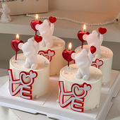 2.14情人节蛋糕装 饰比心告白小熊摆件爱心LOVE情侣告白亚克力插件