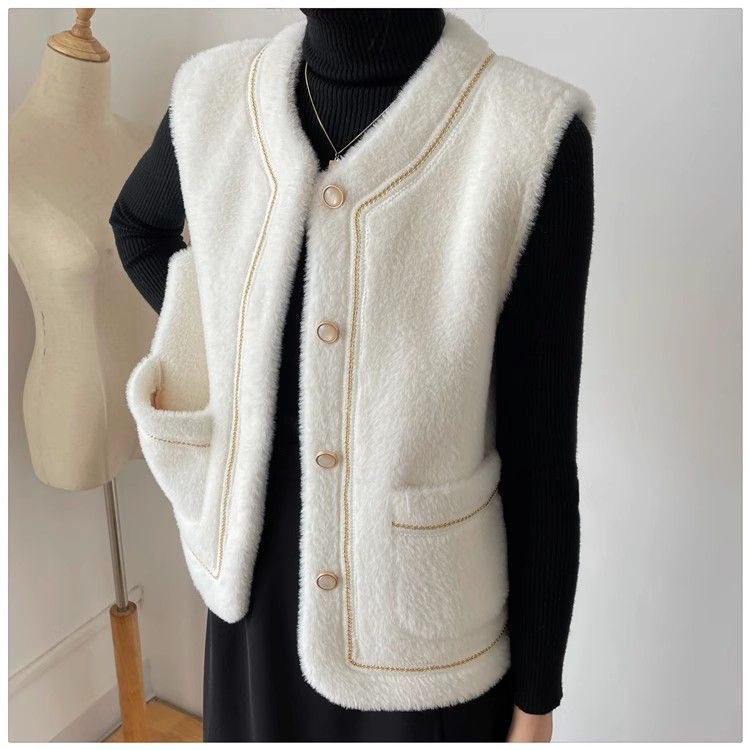 皮毛一体短款小个子马甲女冬季