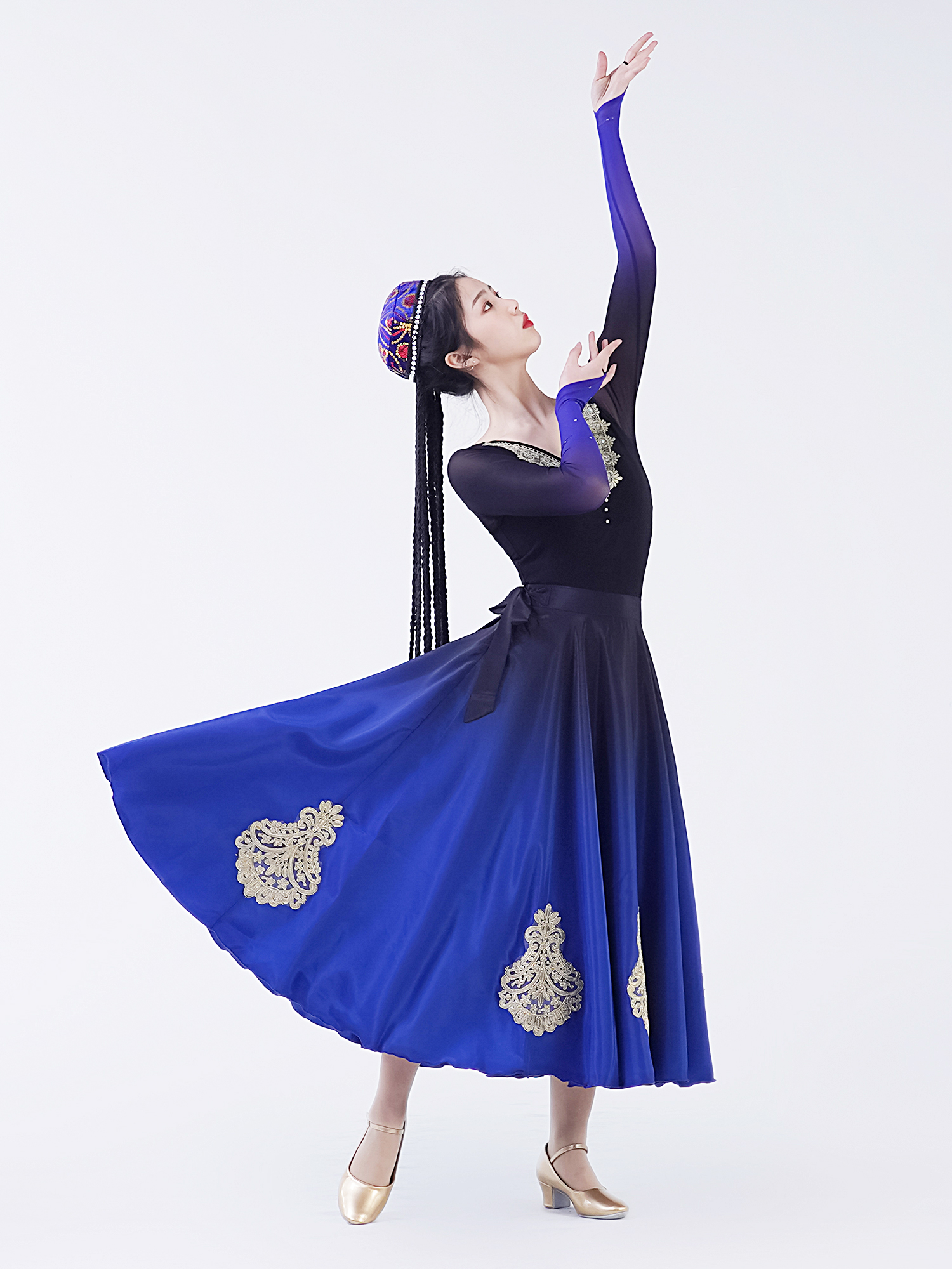 高货速发维吾舞尔族新疆舞蹈演出服维族服装裙舞裙子大摆半身女艺