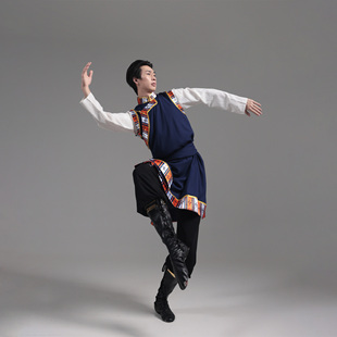 少数民族藏族舞蹈演出艺考剧目服男款舞台表演藏式民族服藏袍马甲