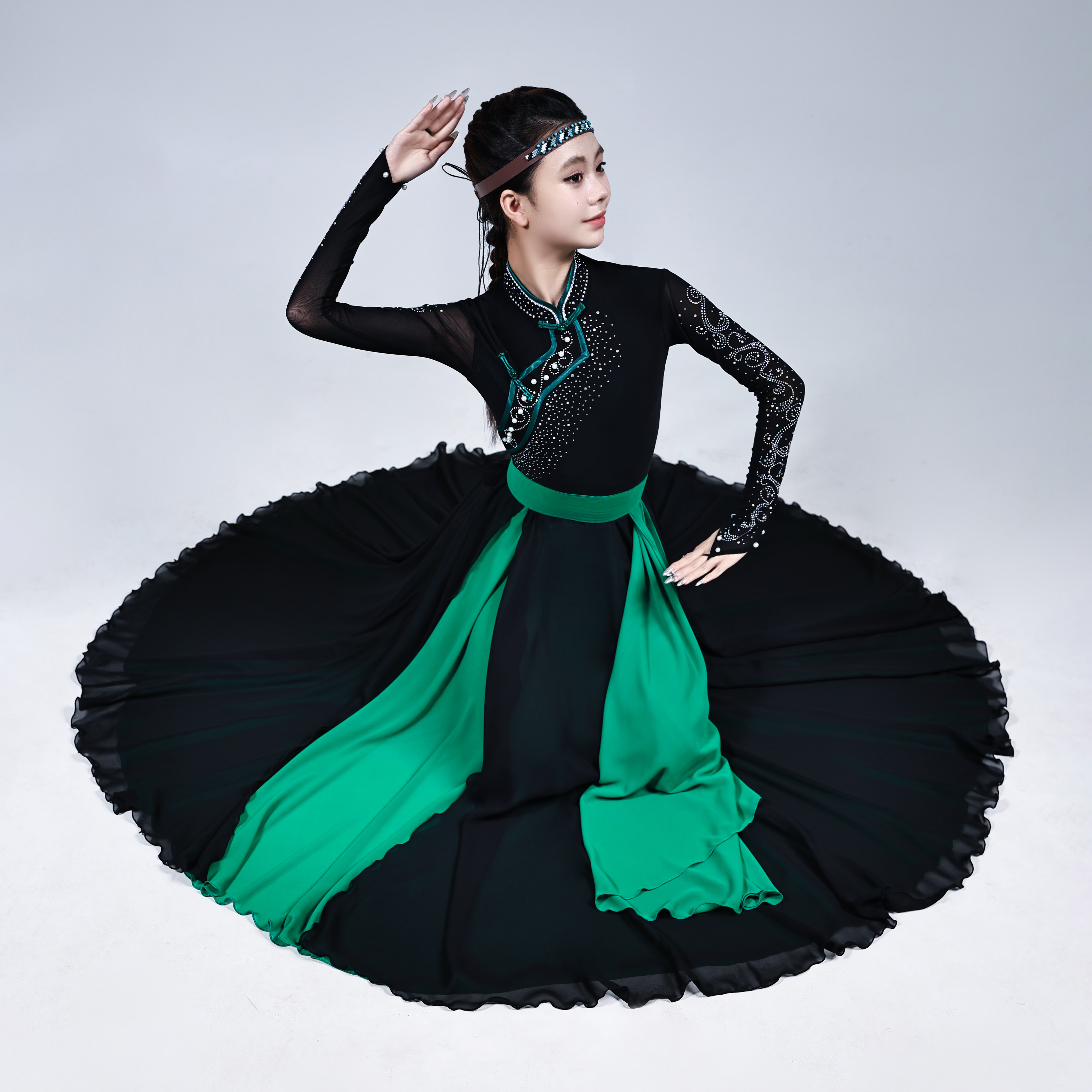 蒙古族民族舞蹈大摆裙艺考练功服