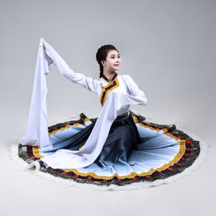 藏族舞蹈服饰女生定制舞台表演艺考成人大摆裙排练练习新款练功服