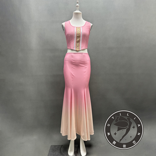 云南傣族新款 傣家族舞台演出艺考鱼尾裙 民族风舞蹈服表演艺考服装