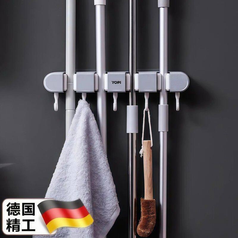 拖把夹壁挂神器家用扫把挂钩免打孔收纳卫生间强力置物固定架