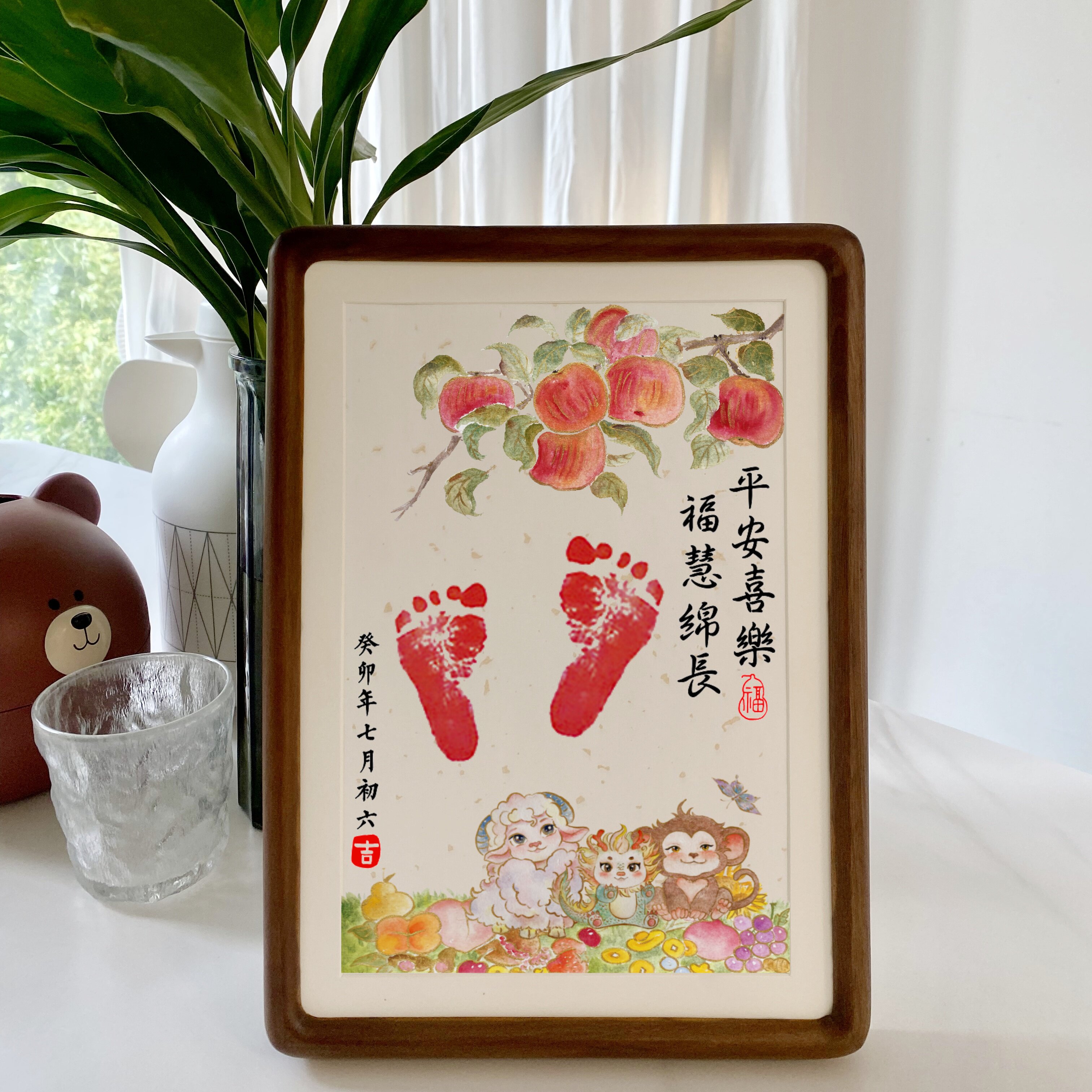 生肖全家福蛇宝宝满月百天手足印二胎礼物双胞胎兄弟手足印龙周岁