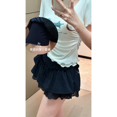 王等等【芭蕾舞步】2025夏季100%棉轻薄透气收腰短半裙U225G08728