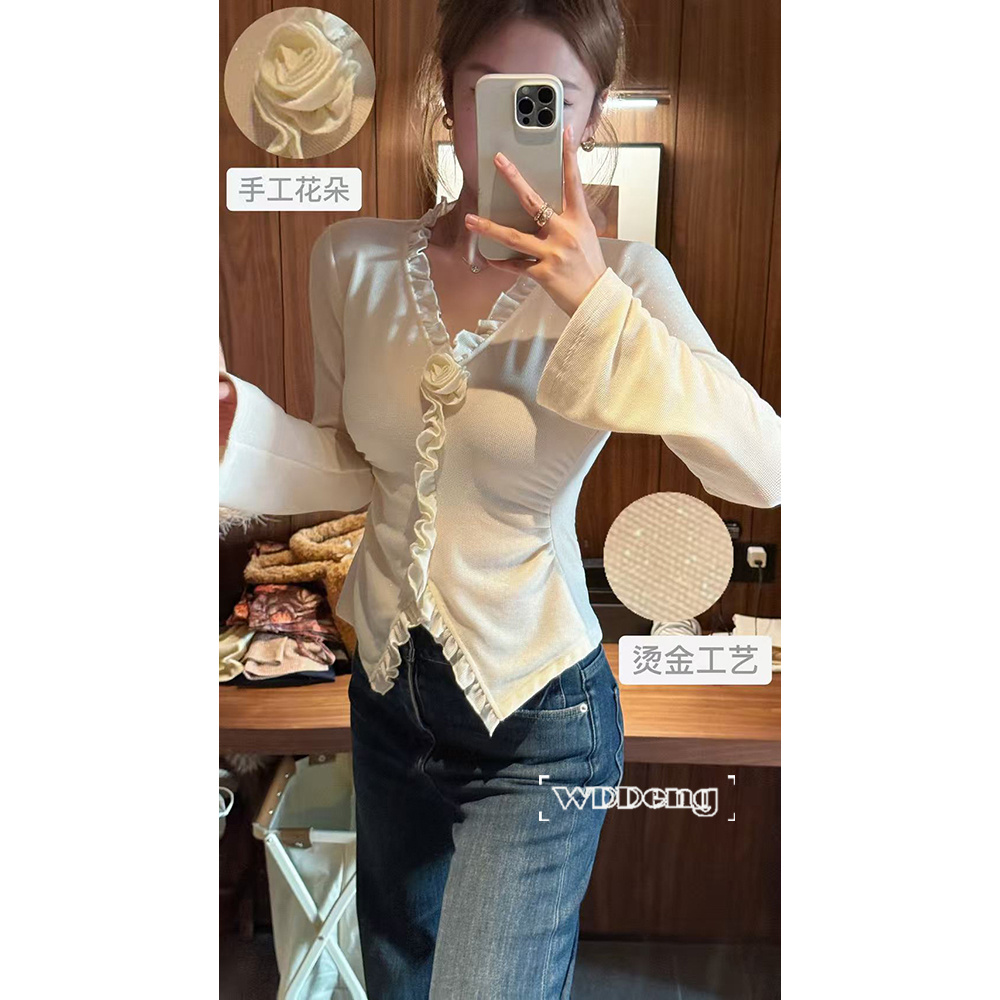 王等等【玫瑰猎手】2025秋冬原创亮片设计磨毛针织上衣U225C13458