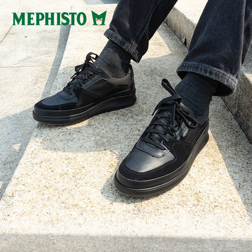 真皮系带休闲鞋MEPHISTO圆头百搭