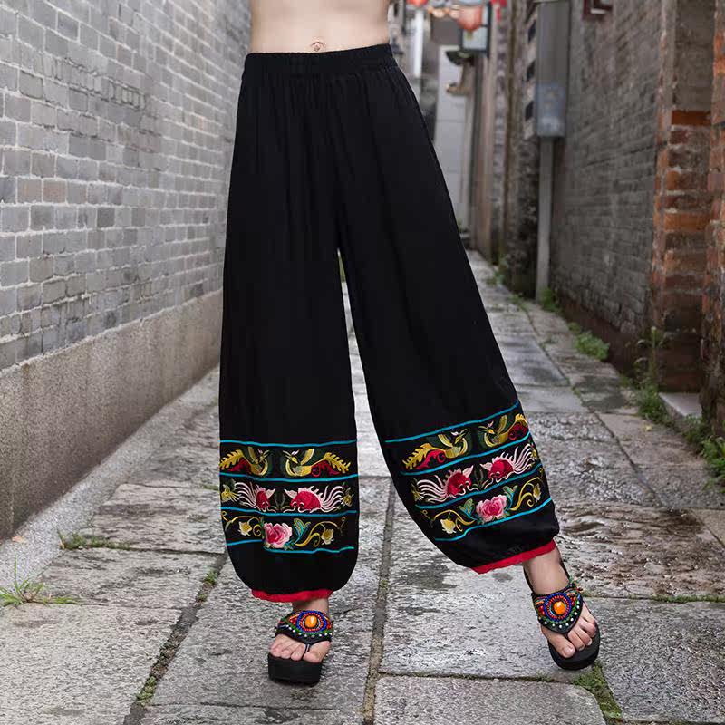 春秋民族风女装棉麻大脚灯笼长裤大码松紧带阔腿裤刺绣花休闲裤子在类目 女装/女士精品, 裤子, 休闲裤中 - 来自Buy2taobao.com提供专业的淘宝代购服务