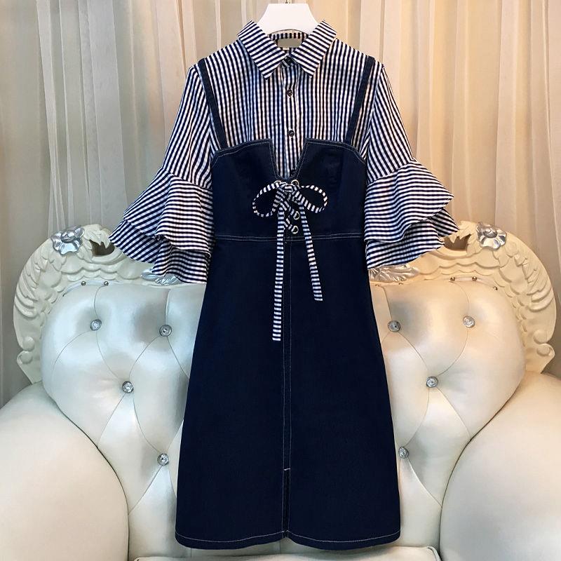 胖mm洋气套装2018秋装新款大码女装牛仔吊带连衣裙两件套减龄藏肉在类目 女装/女士精品, 大码女装中 - 来自Buy2taobao.com提供专业的淘宝代购服务