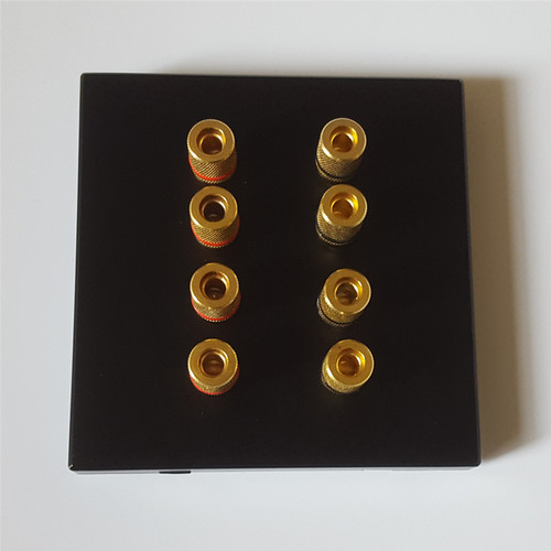 86新款型黑色面板八孔音箱香蕉座四组音频喇叭功放接线柱8头插座