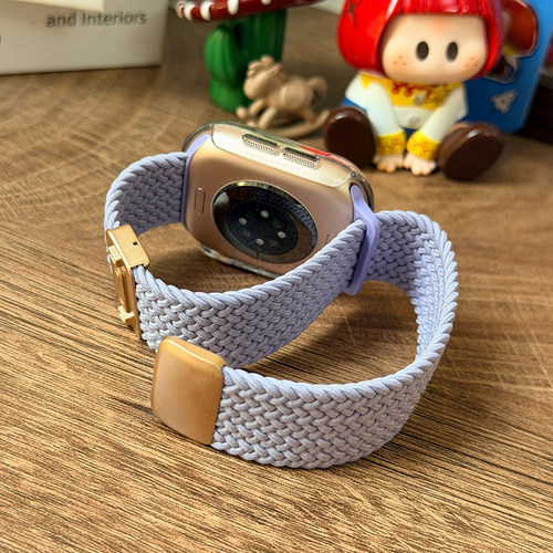 适用苹果iwatch12表带S11尼龙编织磁吸s10s9s8女applewatch76腕带