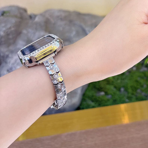 适用苹果iWatch12手表表带s11s10s9蛇骨AppleWatch腕带夏金属男女
