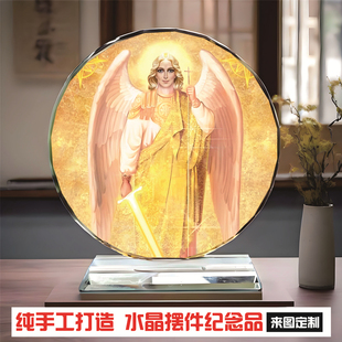 治愈系十五大天使乌列尔画像纪念品居家电视柜玄关书房水晶摆件