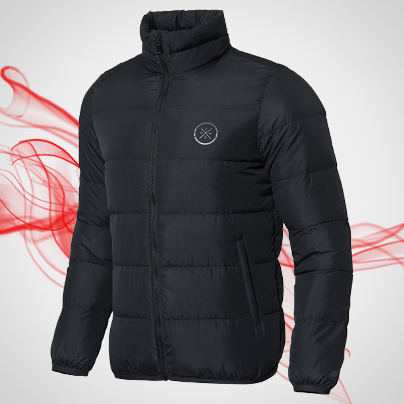 李宁正品男子韦德系列白鹅绒防风修身短款保暖羽绒服AYMN065