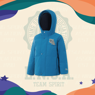 李宁正品男小童防泼水连帽羽绒服