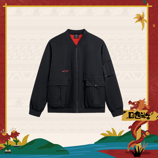 Lining 简约防风宽松棉夹克AJMU011 李宁正品 日进斗金系列男子时尚