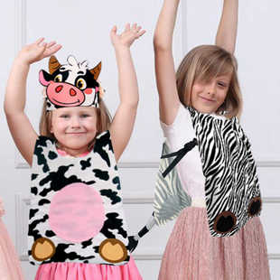 儿童老虎表演服蛇年兔子小猪猴头饰道具幼儿园夏季运动会走秀装扮