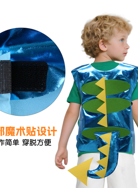 儿童小恐龙面具装扮万圣节cos演出服蓝色幼儿园活动道具男孩礼物