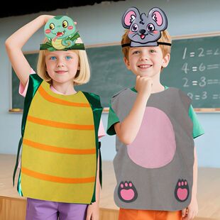 绿色蛇头饰马甲儿童表演服幼儿园舞台剧大灰狼兔子狮子多角色套装