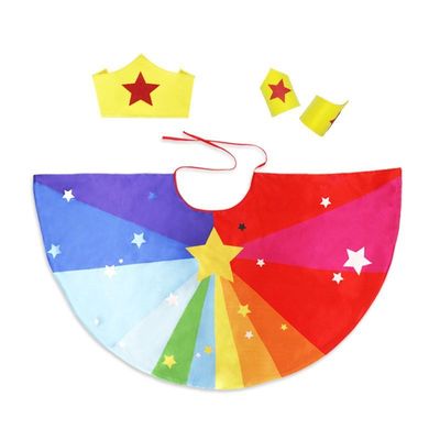 儿童舞台剧万圣节cosplay王子公主套装 皇冠面具披风演出服三件套