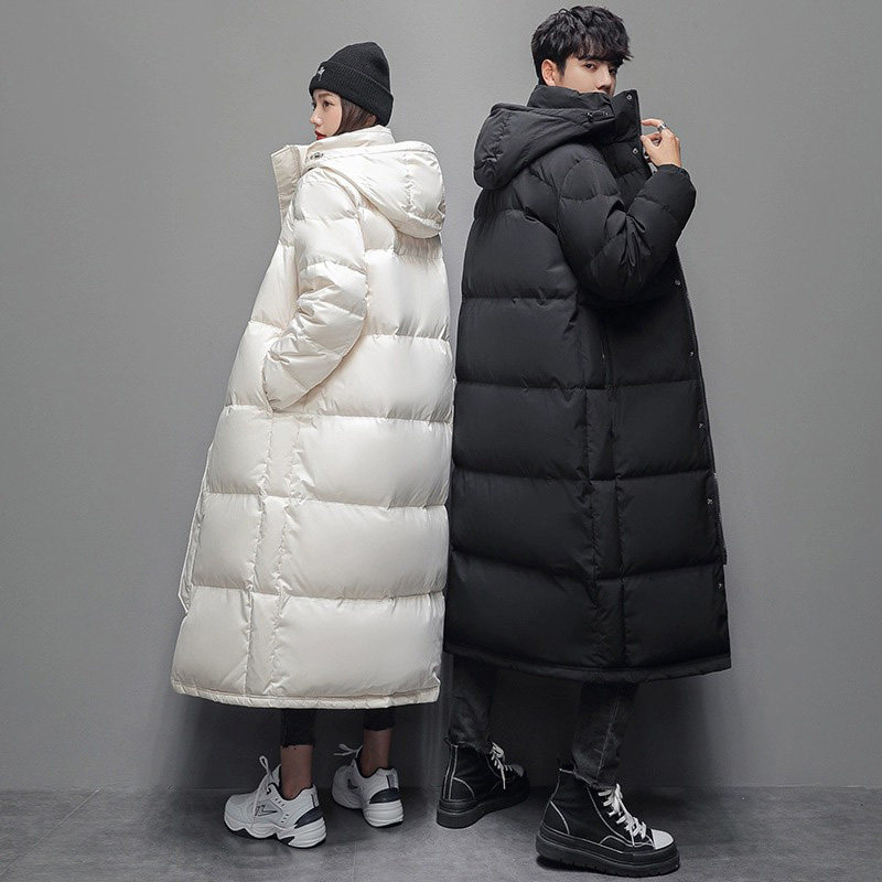 长款羽绒服男女情侣2023年冬季新款过膝加长加厚白鸭绒派克服外套