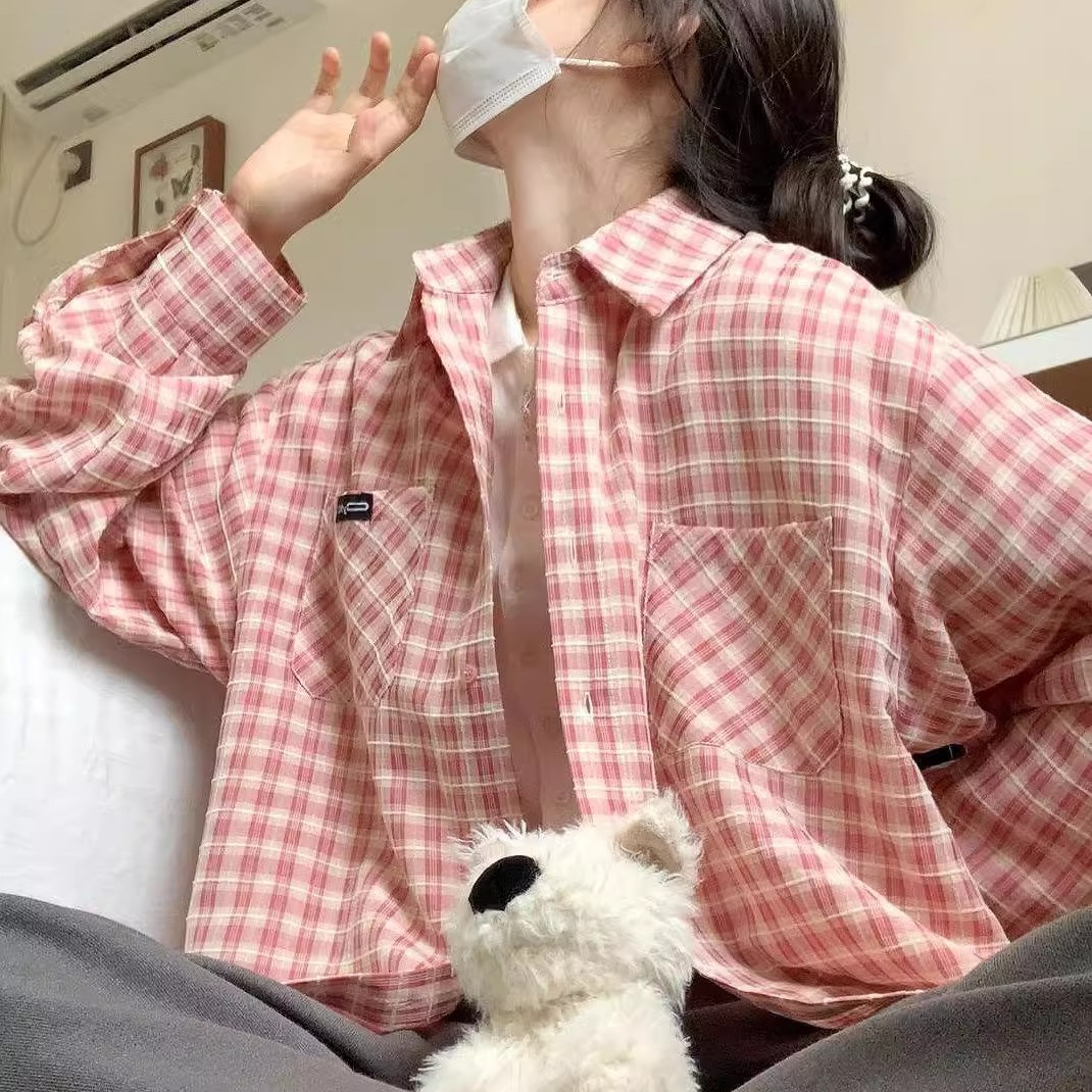 森系轻奢感纯棉格子衬衫