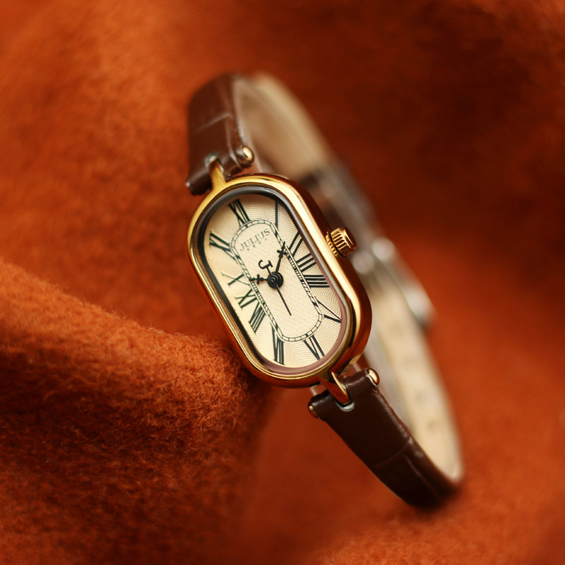 聚利时手表女2024正品新款鹅卵石椭圆形小众复古石英学生女表1432