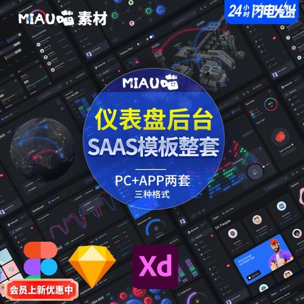 SAAS后台客户端可视化PC+APP整套sketch/figma/xd格式admin仪表盘