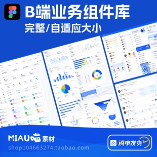 figma格式浅色B端后台组件库卡片表单仪表盘数据自适应完整套装UI
