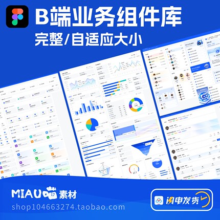 figma格式浅色B端后台组件库卡片表单仪表盘数据自适应完整套装UI
