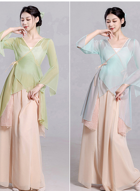 古典舞舞蹈服女飘逸纱衣练功服身韵上衣仙气新款中国舞演出表演服