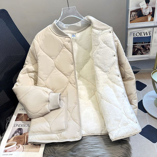 秋冬立领宽松外套棉服女款打底内胆短款加绒加厚保暖棉衣妈妈棉袄