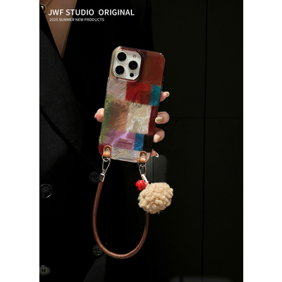 苹果16promax斜挎手机壳秋冬色块