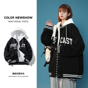 22秋季新款港风中性风高品质刺绣假两件棒球服JK272-P105138,女装职业装,星座912-1（原星座914-5）