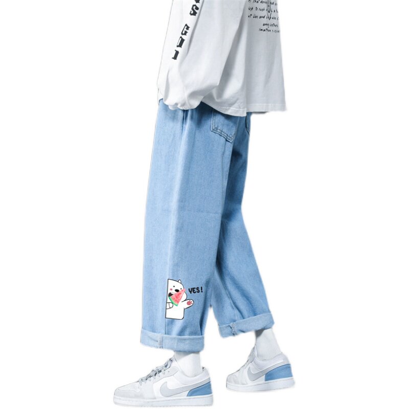 春季新款港风印花大码牛仔裤男抽绳橡筋裤NZ327-P4058,男装牛仔裤,星座912-1（原星座914-5）