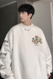 23春季港风刺绣印花圆领卫衣情侣学生卫衣VE010-P6078，男装卫衣，星座912-1（原星座914-5）