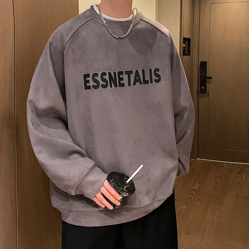 2025春季新款港风麂皮绒印花圆领卫衣男Y303-P40,男装卫衣,星座912-1（原星座914-5）