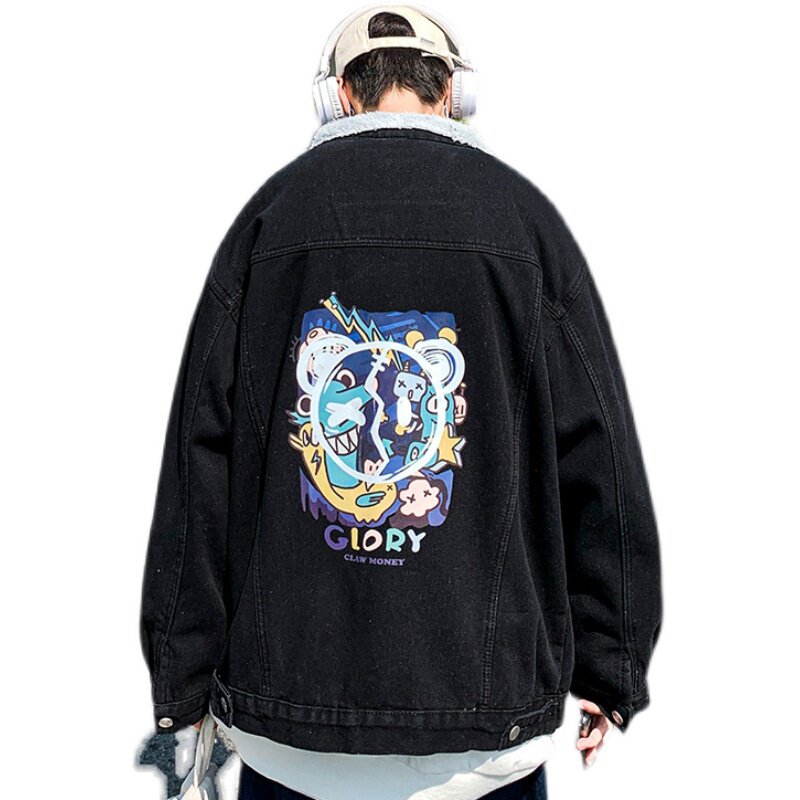 2025新款加绒加厚羊羔毛牛仔外套情侣学生JK801-P95128,男装工装外套,星座912-1（原星座914-5）
