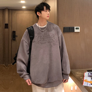 2025春季新款麂皮绒钢印立体印花卫衣男Y301-P40图片