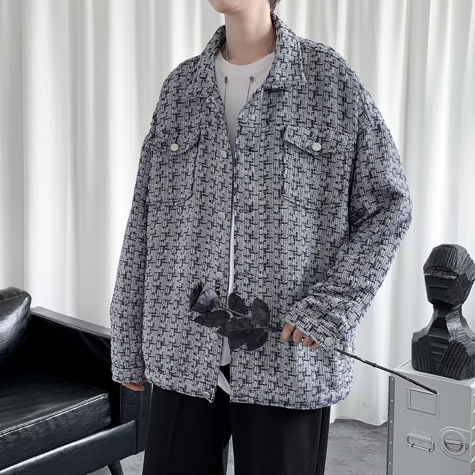 2024秋季新款法式高级感小香风夹克外套男JK535-P80控价108，男装夹克，星座912-1（原星座914-5）