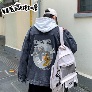 2025冬季新款印花羊羔毛外套牛仔衣男港风盐系JK804-P95128图片