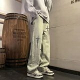 2025春季港风复古扎染炒盐工艺高品质牛仔裤男NG015-P48，男装牛仔裤，星座912-1（原星座914-5）
