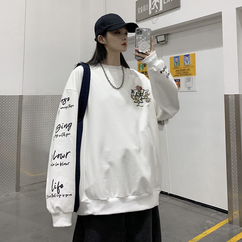 2025春季刺绣印花港风情侣学生卫衣外套男VE010-P6078,女装短外套,星座912-1（原星座914-5）