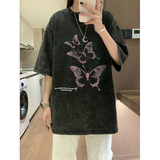 2025夏季学生女士t恤短袖宽松半袖港风水洗短袖男XS006-P3558，男装T恤，星座912-1（原星座914-5）